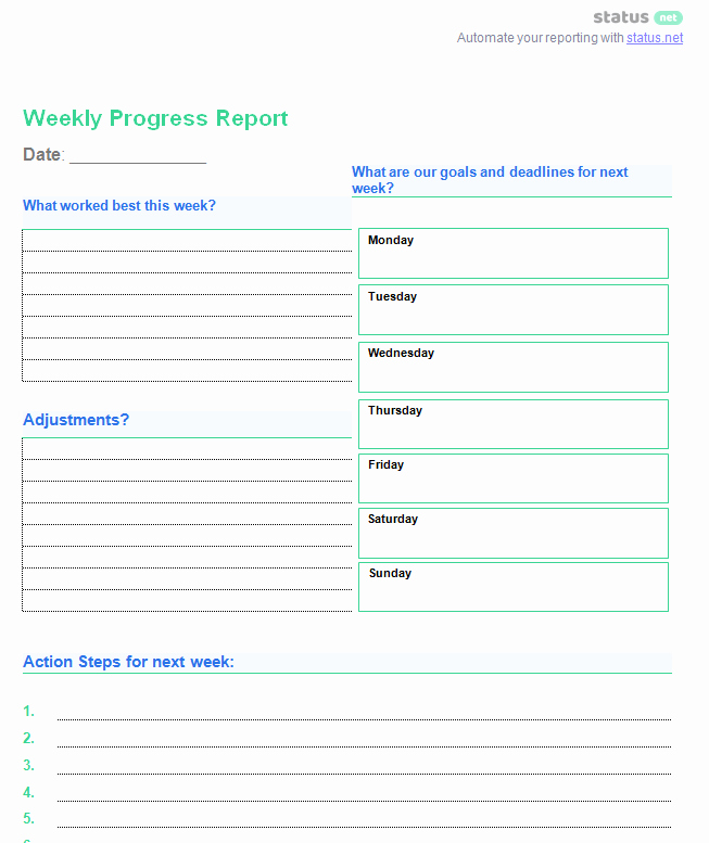 Weekly Progress Report Template Beautiful 6 Awesome Weekly Status Report Templates