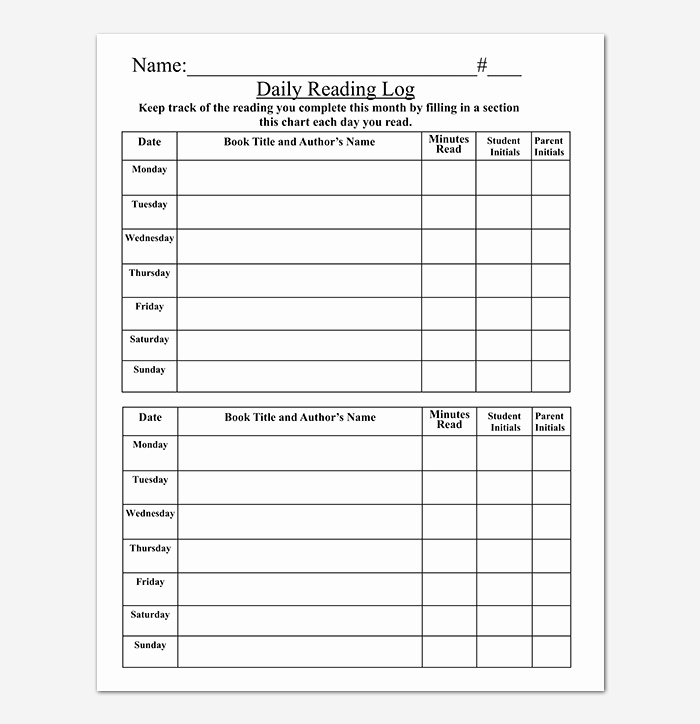 Weekly Reading Log Template New Log Sheet Template 22 Word Excel &amp; Pdf format
