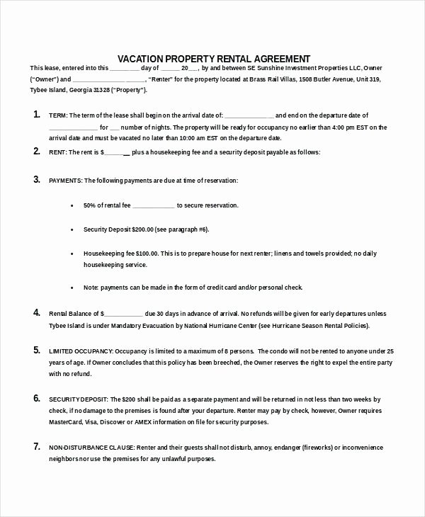 Weekly Rental Agreement Template Inspirational Weekly Rental Agreement Template – Inntegra