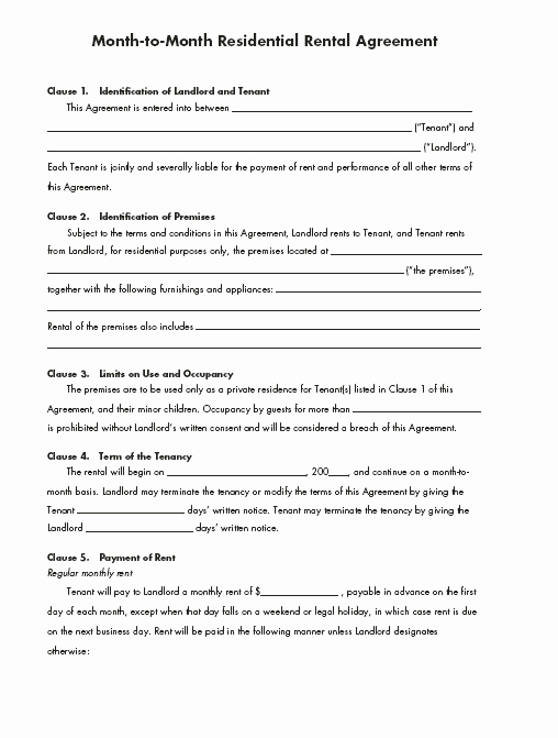 Weekly Rental Agreement Template Unique Renters Lease Agreement