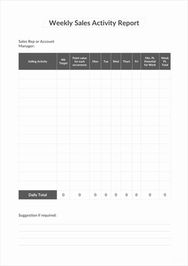Weekly Sales Report Template Awesome 14 Weekly Activity Report Examples Pdf Word