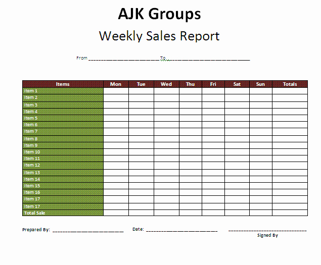 Weekly Sales Report Template Luxury Weekly Report Template