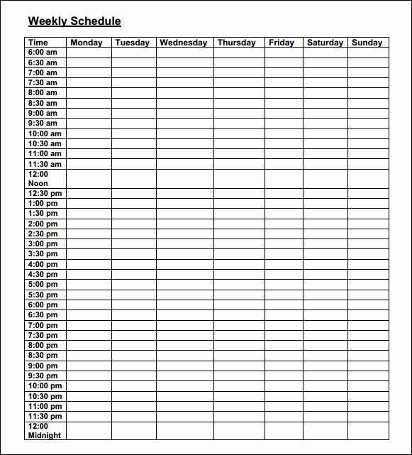 Weekly Schedule Template Pdf Elegant 35 Sample Weekly Schedule Templates