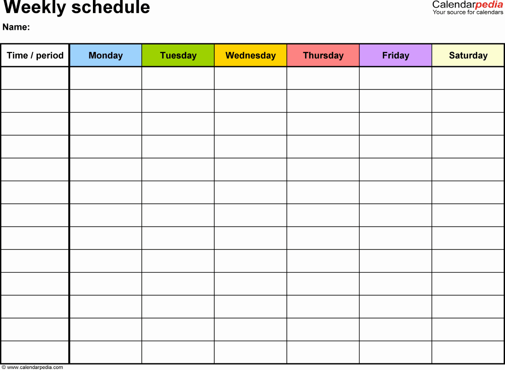 Weekly Schedule Template Pdf Fresh Free Weekly Schedule Templates for Pdf 18 Templates