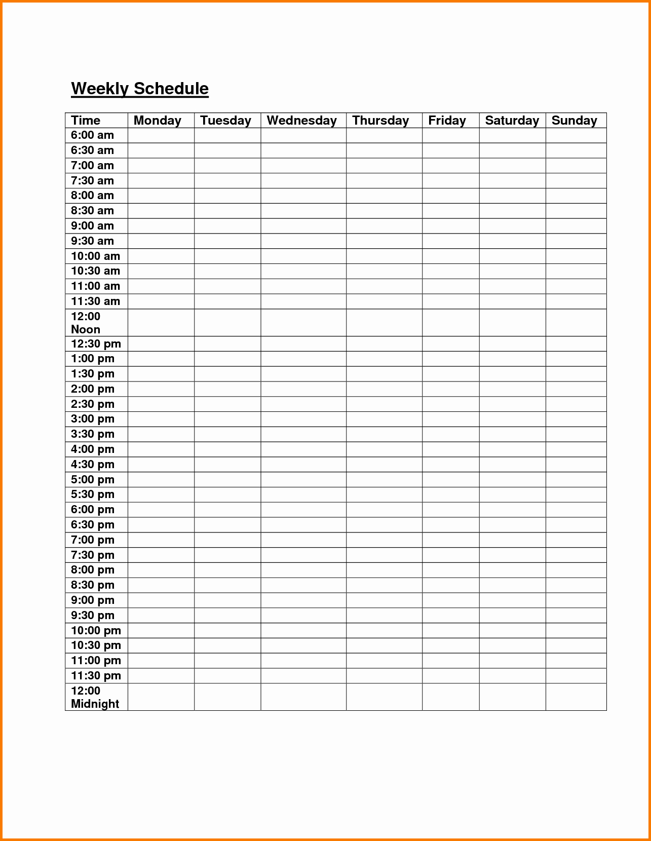 Weekly Schedule Template Pdf Inspirational Weekly Class Schedule Template