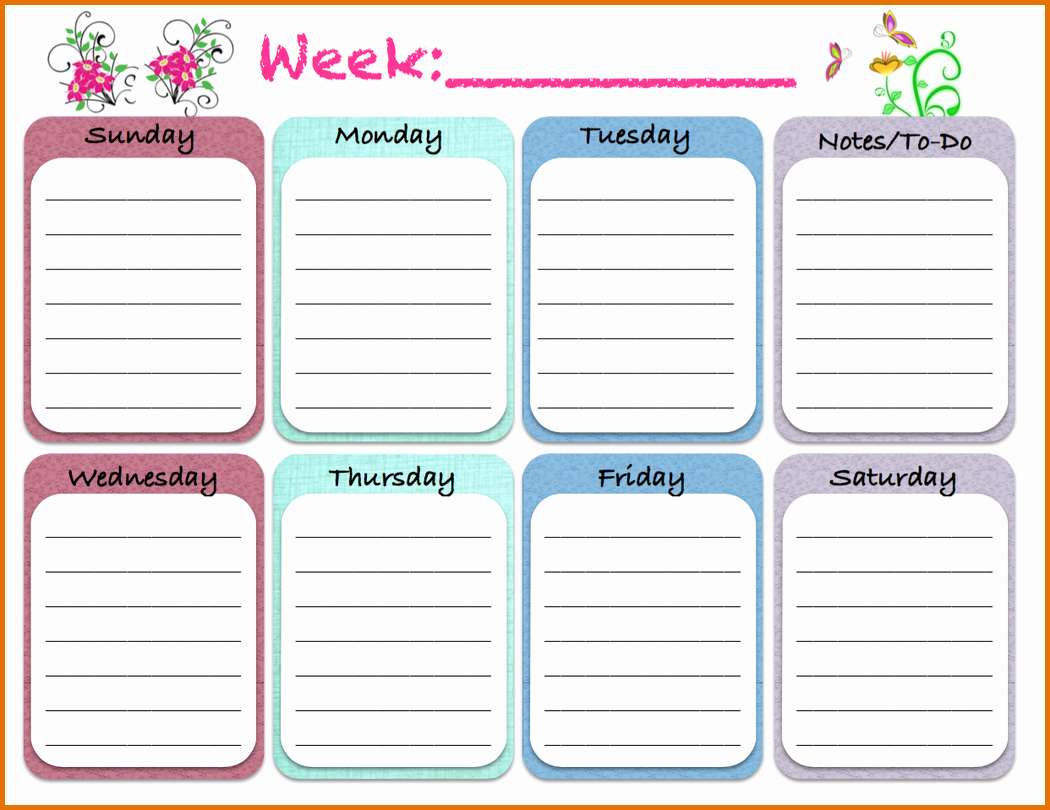 Weekly Schedule Template Pdf Luxury 8 Weekly Schedule Template Pdfreference Letters Words