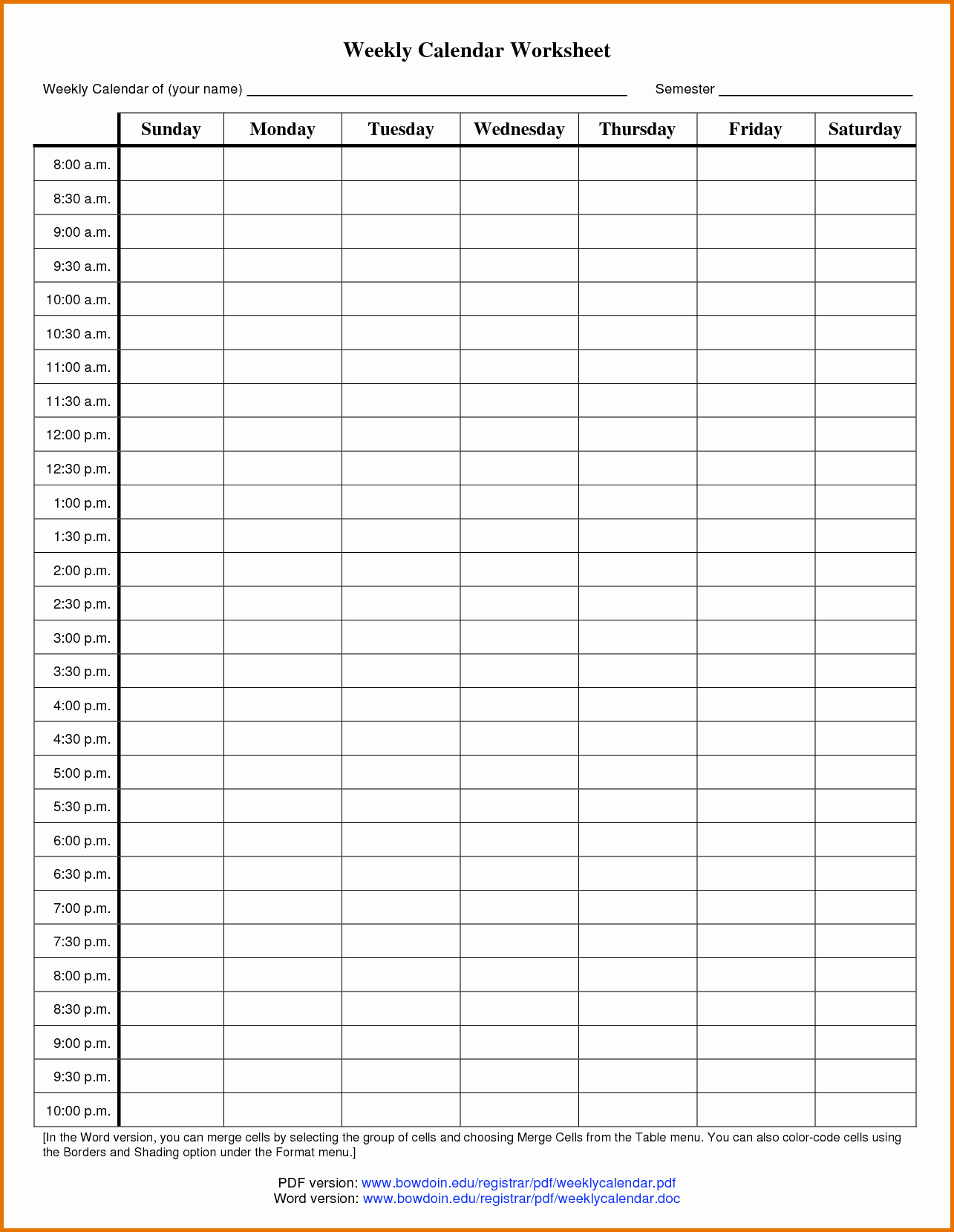 Weekly Schedule Template Pdf New 8 Weekly Schedule Template Pdfreference Letters Words