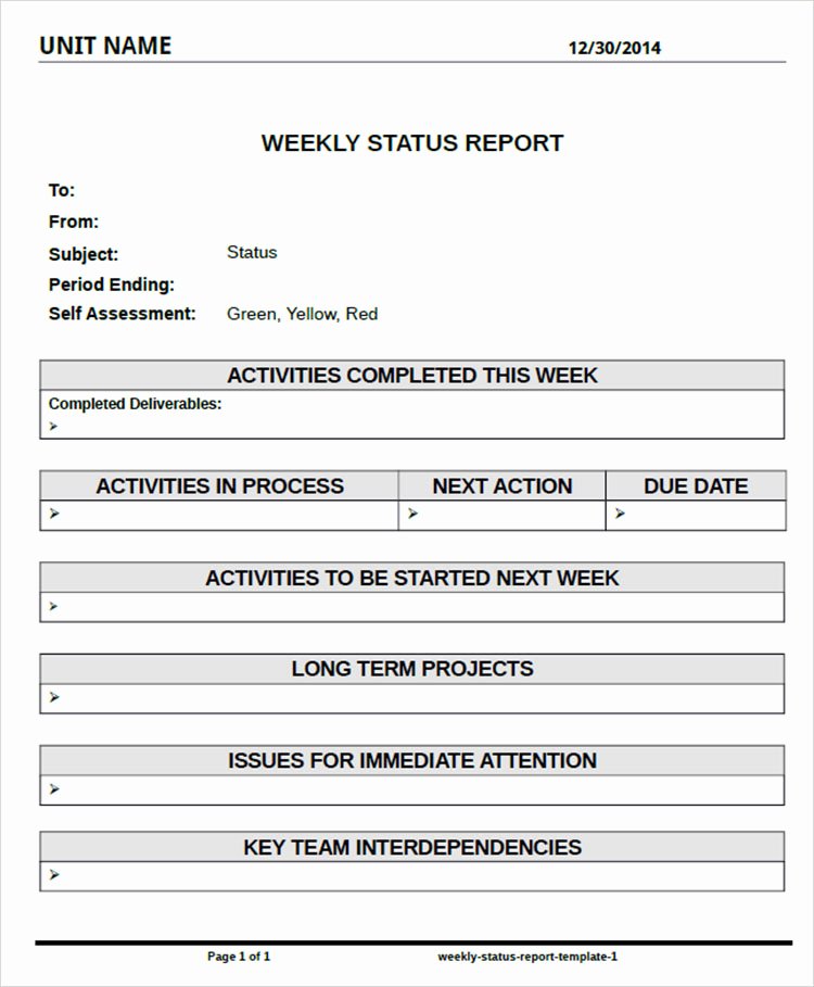 Weekly Status Report Template Unique 6 Status Report Templates Free Word Pdf Excel formats