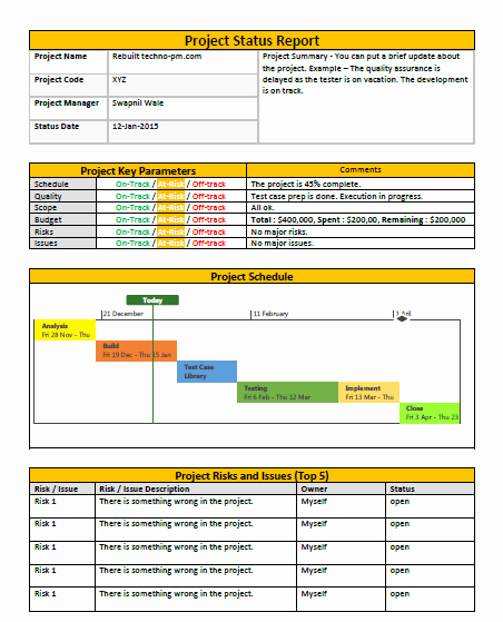 Weekly Status Report Template Unique E Page Project Status Report Template A Weekly Status