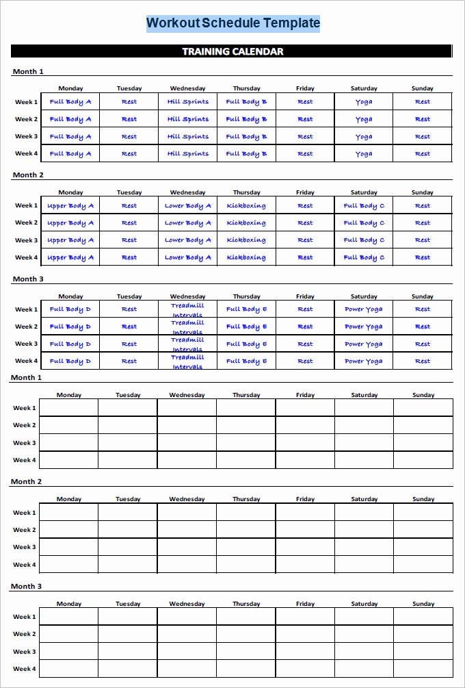 Weekly Workout Schedule Template Beautiful Workout Schedule Template 27 Free Word Excel Pdf