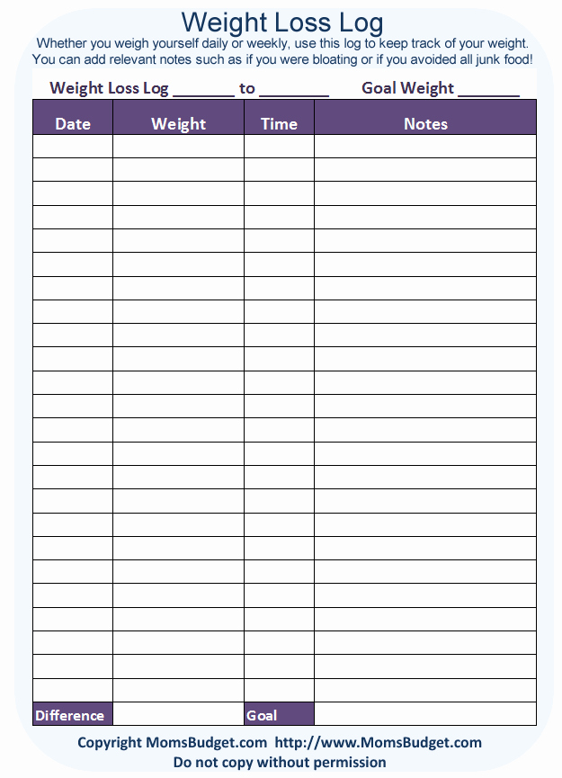 Weight Loss Tracker Template Luxury Weight Loss Log Free Printable Worksheet From Momsbud