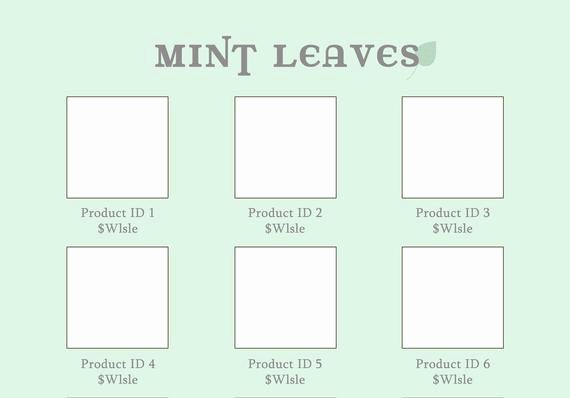 Wholesale Line Sheet Template Fresh Line Sheet or wholesale Catalog Template Mint Leaves Design