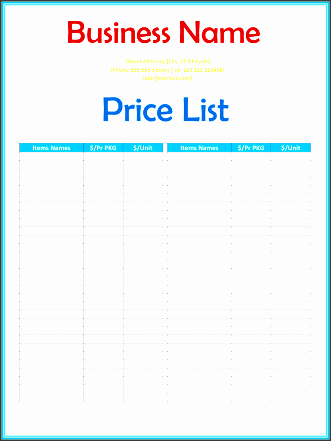 Wholesale Price List Template Awesome 4 Service Price List Template Sampletemplatess
