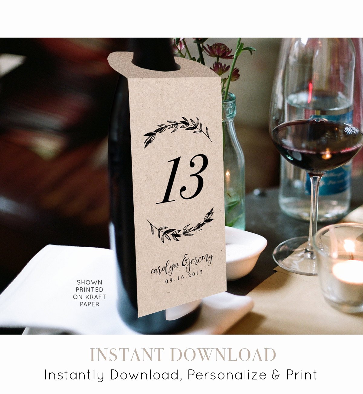 Wine Bottle Tag Template Luxury Printable Table Number Template for Wine Bottle Wedding Wine