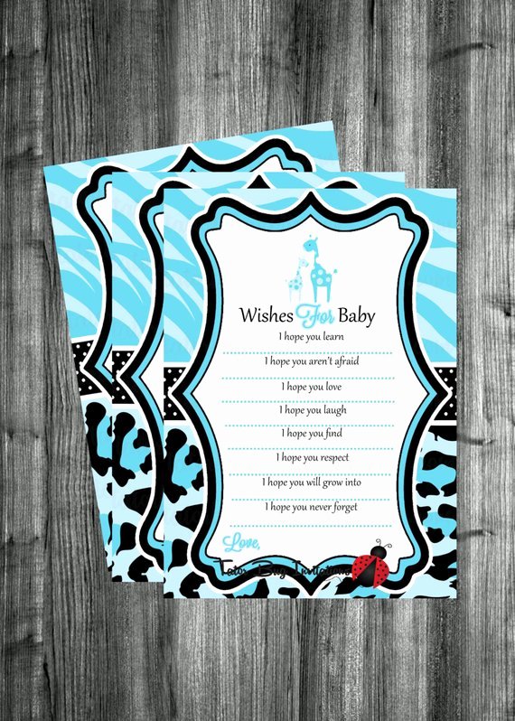 Wishes for Baby Template Inspirational Printable Baby Safari Wishes for Baby by Tatorbuginvitations