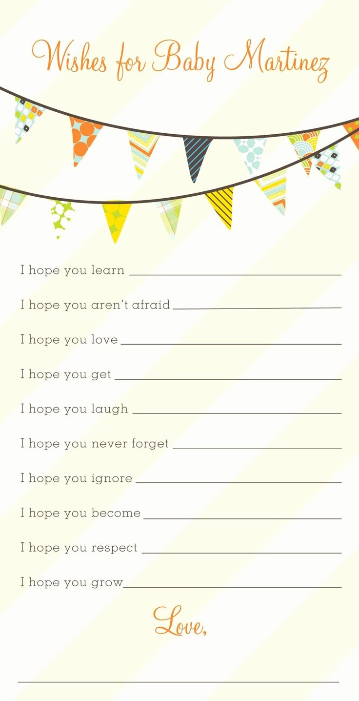 Wishes for Baby Template Inspirational Wishes for Baby Template Free