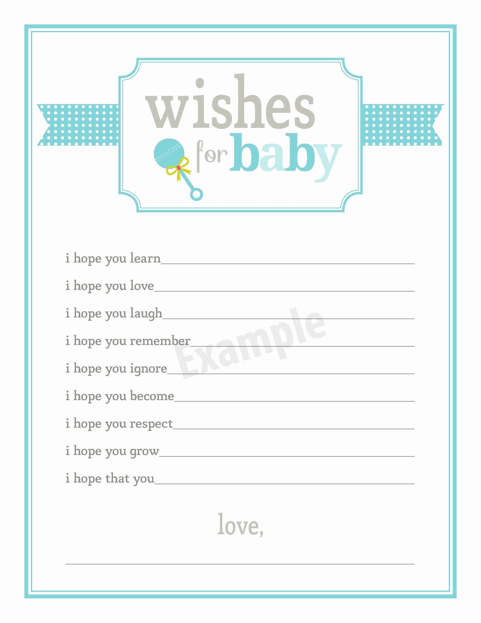 Wishes for Baby Template Lovely New Baby Shower Wishes Template