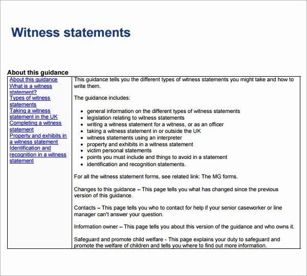 Witness Statement Template Word Best Of 13 Sample Witness Statement Templates – Pdf Word