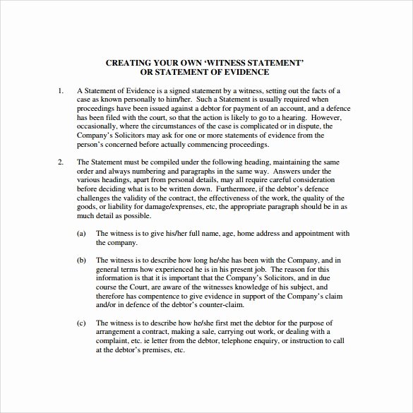 Witness Statement Template Word Inspirational Witness Statement Template 12 Download Free Documents