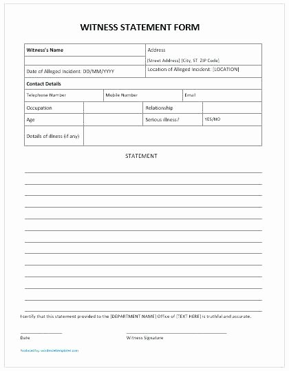 Witness Statement Template Word Lovely Sample Witness Statement Template Tario – theoutdoors