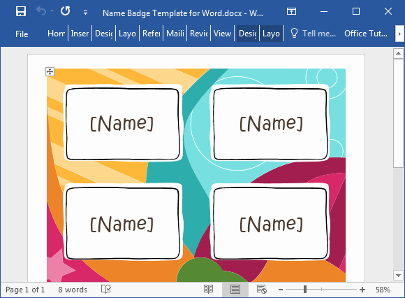 Word Name Tags Template Unique Free Name Badge Template for Word