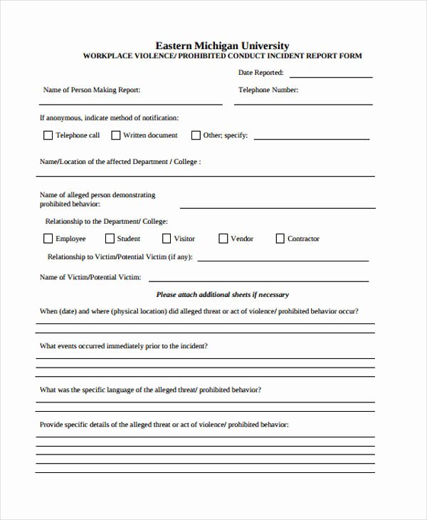 Work Incident Report Template Best Of Sample Incident Report form