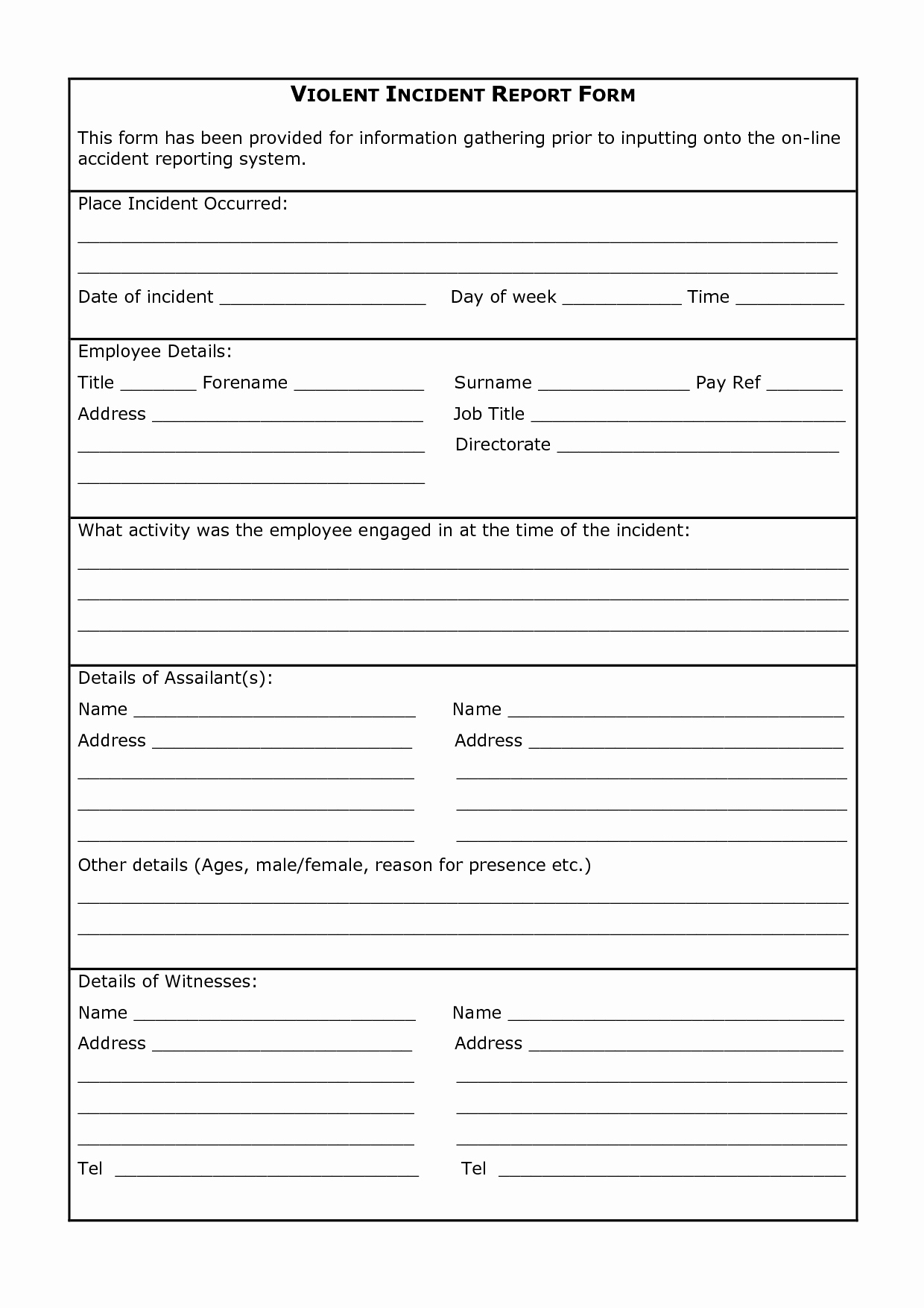 Work Incident Report Template Lovely Best S Of Work Incident Report form Workplace