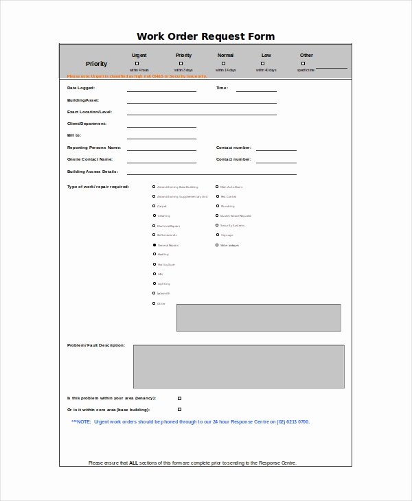 Work order form Template Beautiful Excel Work order Template 13 Free Excel Document