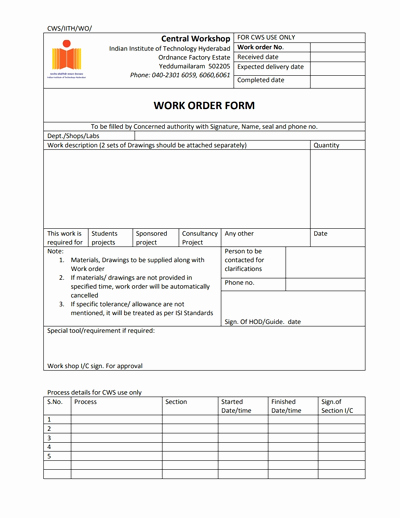 Work order Template Free Beautiful Work order Template Free Download Create Edit Fill and