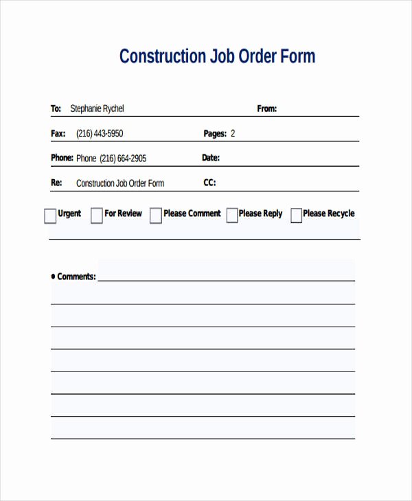 Work order Template Free New Job order Templates 7 Free Pdf format Download