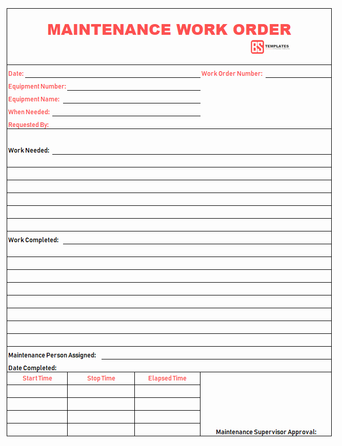Work order Template Pdf Awesome Work order