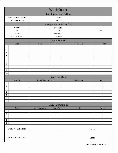 Work order Template Pdf New Free Detailed Numbered Row Work order From formville