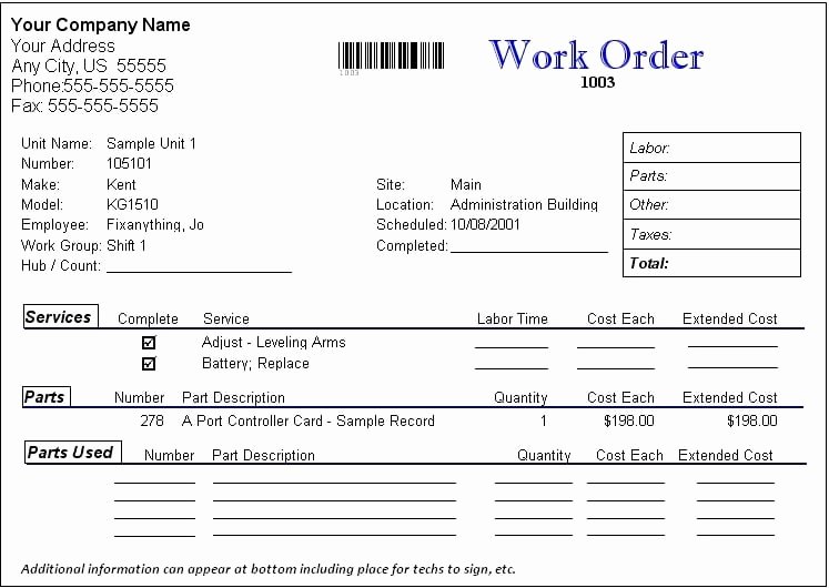 Work order Template Word Best Of Work order formats