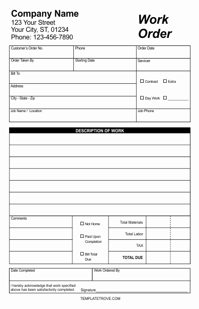 Work orders Template Free Awesome Work order forms
