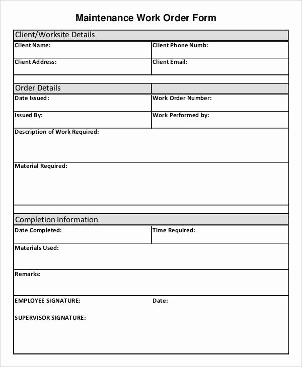 Work orders Template Free New 9 Job order forms Free Sample Example format Download