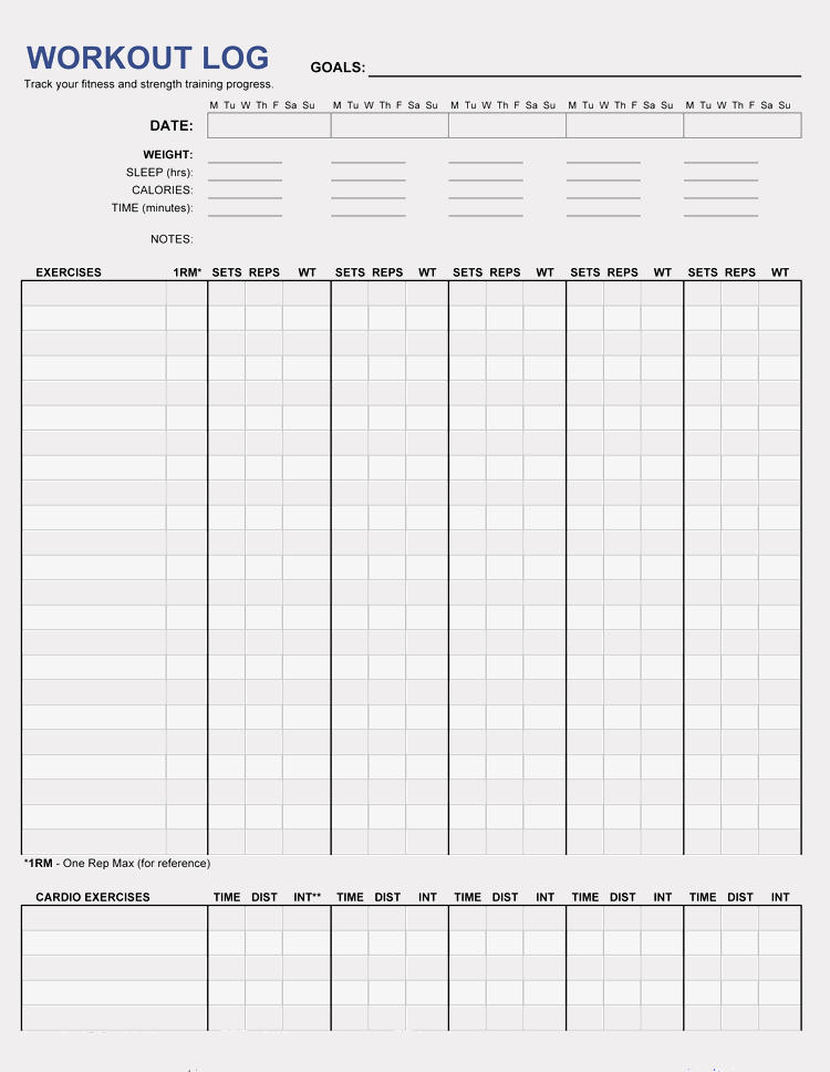 Workout Log Template Excel Fresh 12 Blank Workout Log Sheet Templates to Track Your Progress