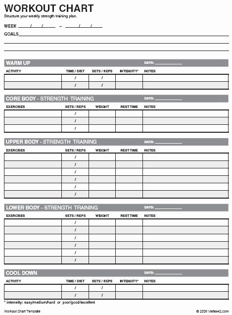 Workout Plan Template Excel New Free Workout Chart