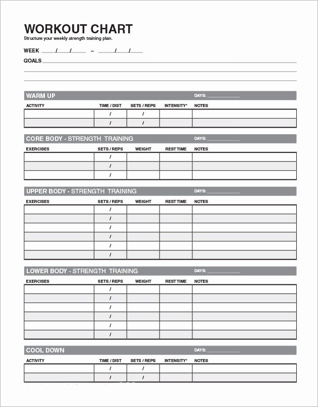 Workout Schedule Template Excel Awesome 5 Sample Workout Schedules