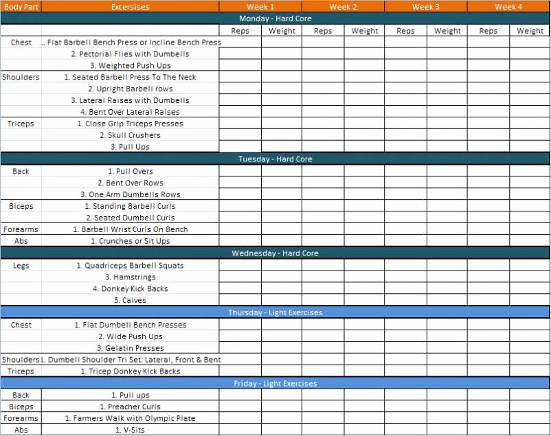 Workout Schedule Template Excel Best Of Best S Of Workout Calendar Template Free Exercise