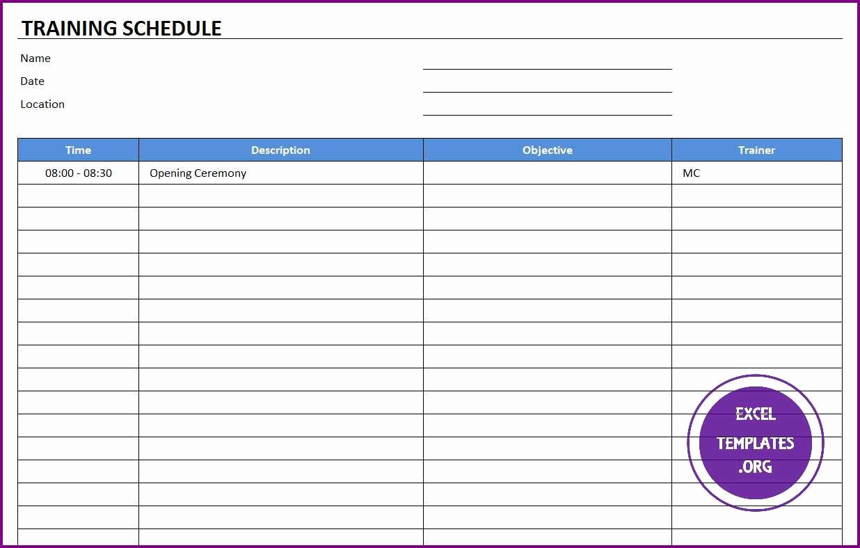 Workout Schedule Template Excel Best Of Training Schedule Template Excel Templates