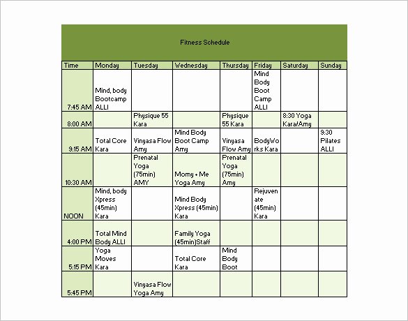 Workout Schedule Template Excel Lovely 22 Workout Schedule Templates Pdf Doc