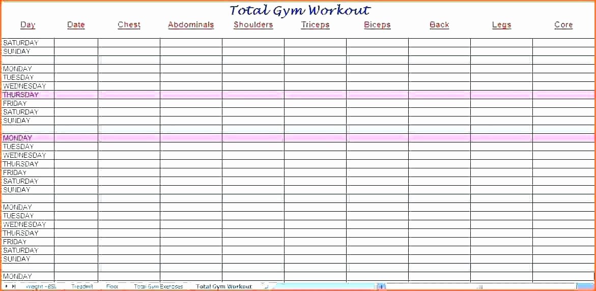 Workout Schedule Template Excel Unique Weekly Workout Template – Ustam
