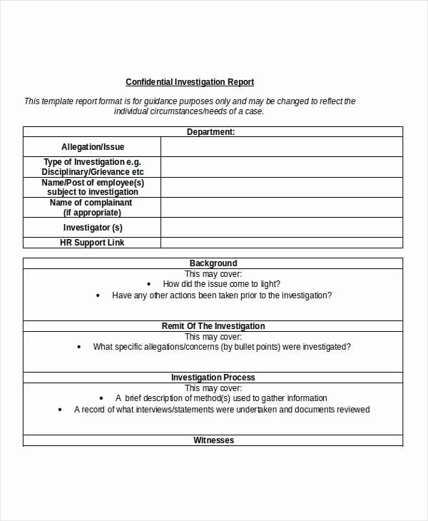 Workplace Investigation Report Template Awesome Workplace Investigation Report Template Free and Internal