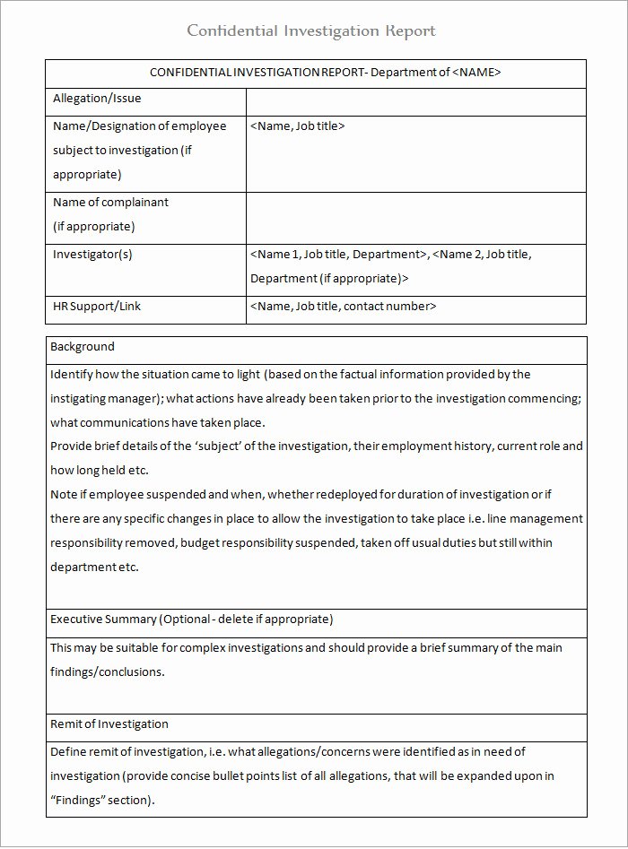 Workplace Investigation Report Template New 7 Workplace Investigation Report Templates