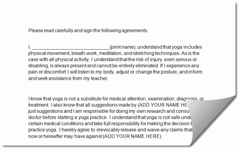 Yoga Waiver form Template Beautiful Yoga Release form Template Pregnancy Yoga Lesson Plans