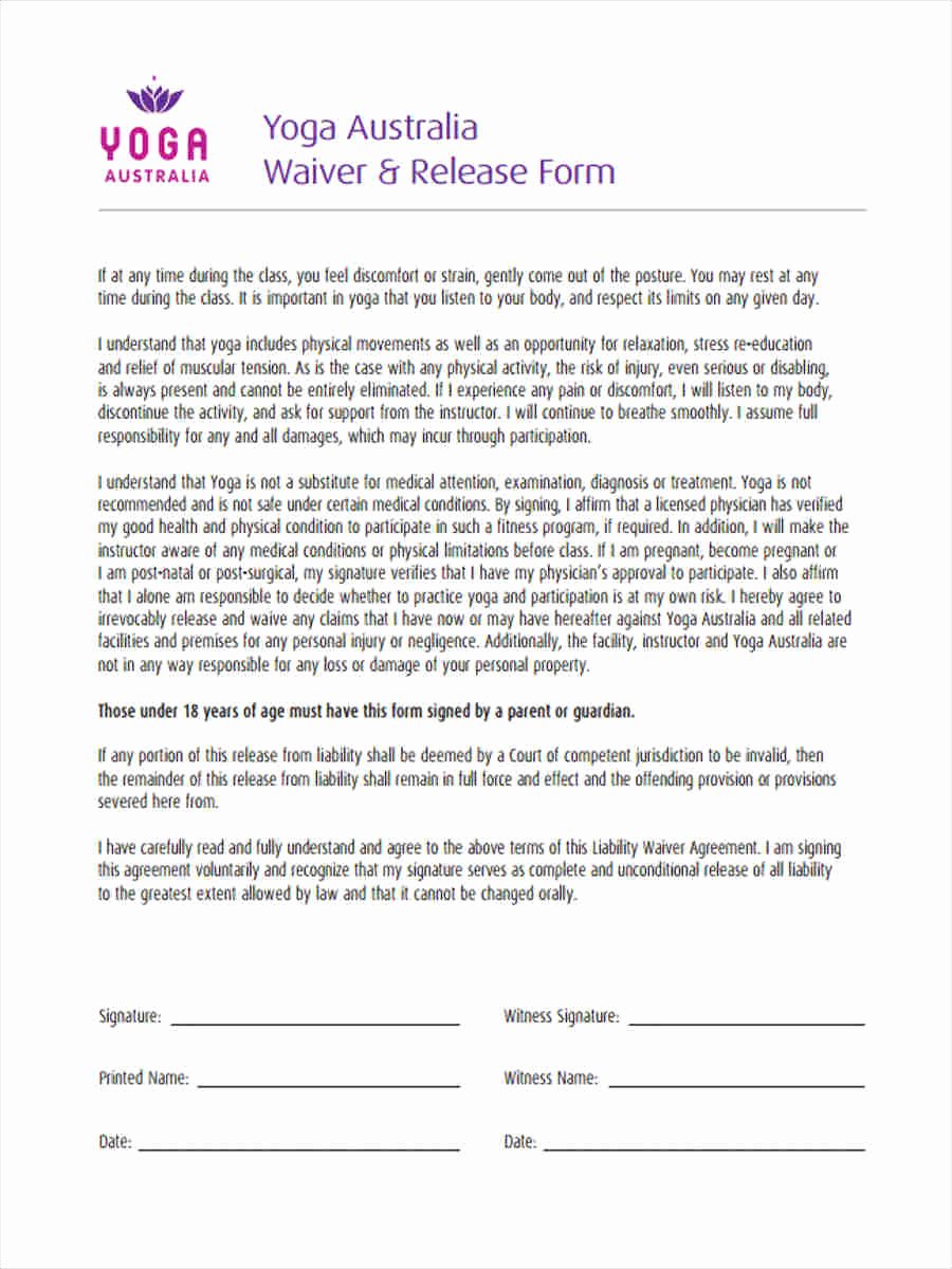 Yoga Waiver form Template Lovely 7 Yoga Waiver form 7 Free Documents In Word Pdf