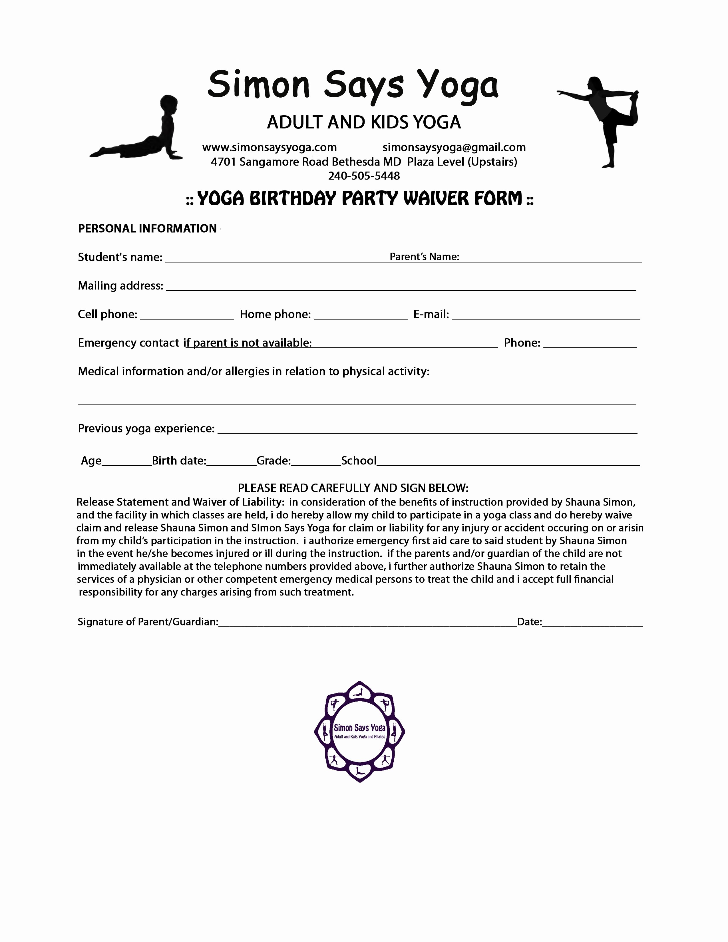 Yoga Waiver form Template Unique Affordable Local Yoga for Kids and Adults