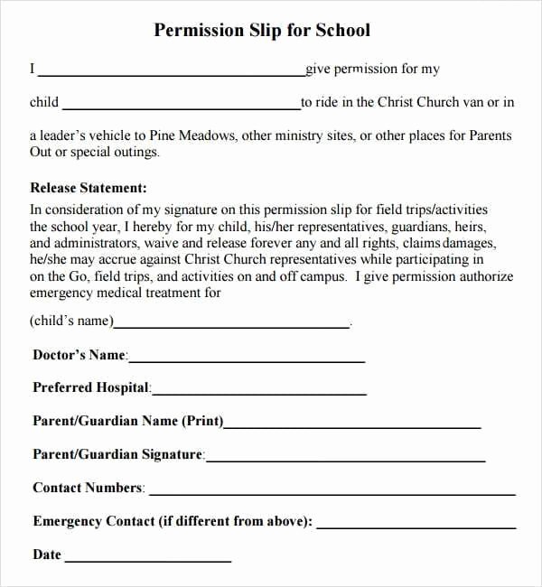Youth Permission Slip Template Awesome 11 Permission Slip Templates Word Excel Pdf formats