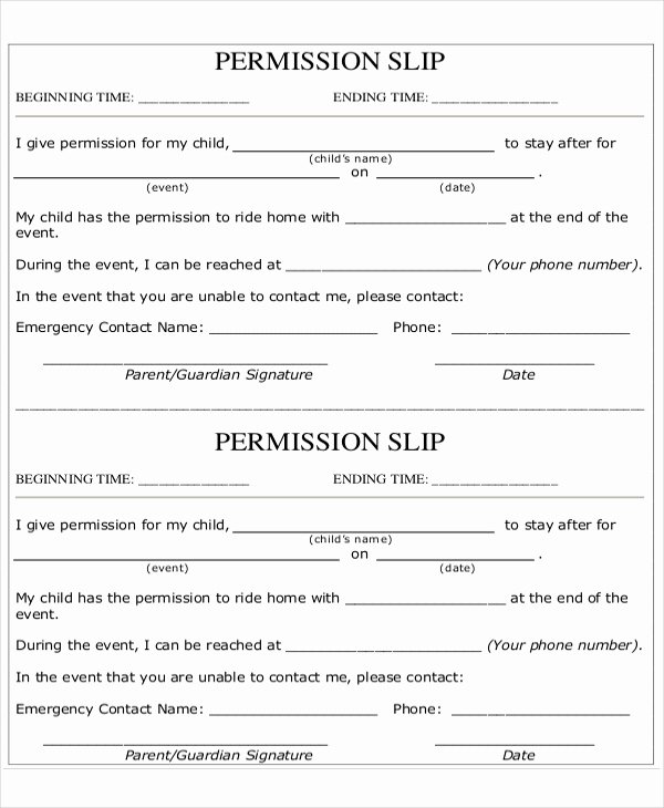 Youth Permission Slip Template Best Of 11 Slip Templates Free Sample Example format