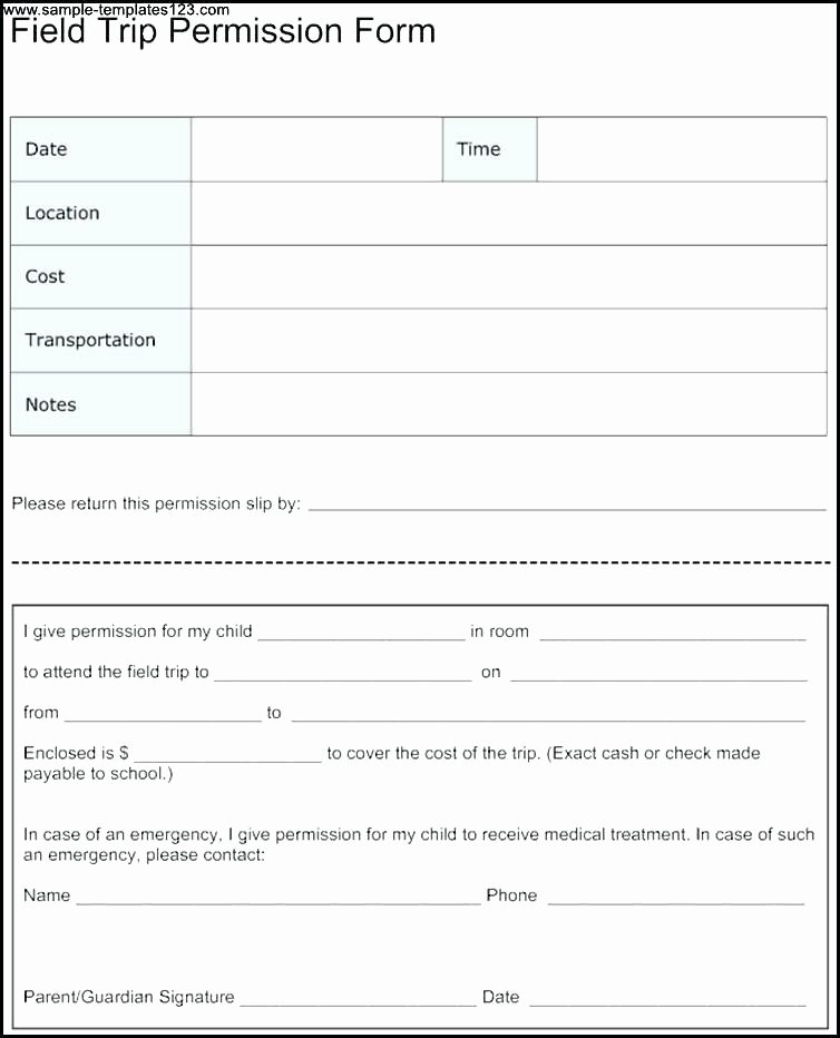 Youth Permission Slip Template Fresh Field Trip Permission Slip E High School Template